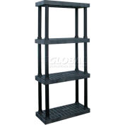 Structural Plastic Vented Shelving, 36"W x 16"D x 75"H, Black