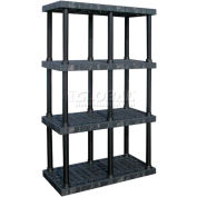 Structural Plastic Vented Shelving, 48"W x 24"D x 75"H, Black