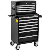 Global Industrial™ 26-3/8” x 18-1/8" x 52-9/16" 13 Drawer Black Roller Cabinet & Chest Combo 