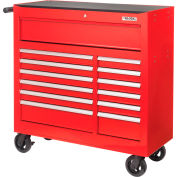 Armoire à outils à rouleaux industriels™ Global, 13 tiroirs, 42-3/8"L x 18"P x 38-5/8"H, Rouge