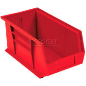 Plastic Stack & Hang Bin, 8-1/4"W x 18"D x 9"H, Red - Pkg Qty 6