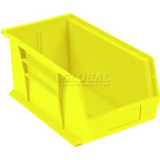 Global Industrial Plastic Stack and Hang Parts Storage Bin 5-1/2 x 14-3/4 x 5, Yellow - Pkg Qty 12
