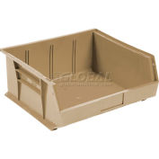 Global Industrial™ Plastic Stack & Hang Bin,11"W x 10-7/8"D x 5"H, Beige - Pkg Qty 6