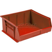 Plastic Stack & Hang Bin, 16-1/2"W x 10-7/8"D x 5"H, Rouge, qté par paquet : 6