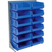 Global Industrial™ Singled Sided Louvered Bin Rack 35 x 15 x 50 - 12 Blue Premium Stacking Bins