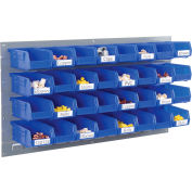 Global Industrial Wall Bin Rack Panel 36 x19 - 32 Blue 4-1/8x7-1/2x3 Stacking Bins