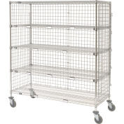 Nexel® Enclosed Wire Exchange Truck w/5 Shelves, 800 lb. Capacity, 60"L x 24"W x 69"H