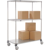 Camion d’échange de fil à parois ouvertes Nexel® avec 3 étagères, 800 lb. Capacité, 48"L x 18"L x 69"H
