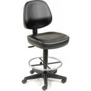 Tabouret interion® Vinyl Task, repose-pieds 360°, noir