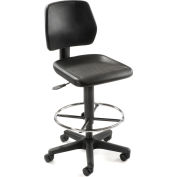 Interion® Task Stool avec 360 Footrest- Polyurethane - Noir