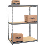 Global Industrial™ High Cap. Starter Rack 60Wx24Dx84H 3 Niveaux Wood Deck 1300lb Per Shelf GRY
