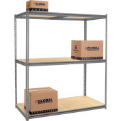 Global Industrial 3 tablettes, étagères sans boulons haute capacité, démarreur, 72 po L x 24 po P x 84 po H, platelage en bois