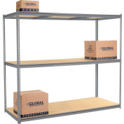 Global Industrial™ High Capacity Starter Rack 96x24x963 Levels Wood Deck 800lb Per Shelf GRY