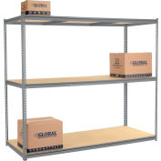 Global Industrial 3 Shelf, Heavy Duty Boltless Shelving, démarreur, 96 » L x 24"P x 84"H, terrasse en bois