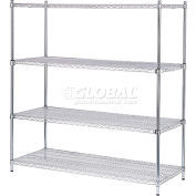 Nexel® 4 Shelf, Poly-Z-Brite® Quick Adjust Wire Shelving Unit, Starter, 60"W x 24"D x 86"H