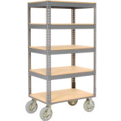 Global Industrial™ Boltless Shelf Truck, 5 tablettes, roulettes pneumatiques, 48"L x 24"L x 68"H, gris