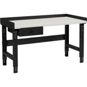 Global Industrial™ 48 x 36 Adj Height Workbench w/Drawer, Black- Plastic Laminate Square Top