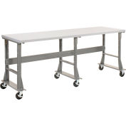 Global Industrial 96 x 30 Mobile Fixed Height Flared Leg Workbench - Laminate Square Edge Gray