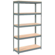 Global Industrial 5 Shelf, Extra HD Boltless Shelving, Démarreur, 48"L x 18"P x 84"H, Terrasse en bois