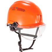 Ergodyne Skullerz 8975V Class C Safety Helmet with Visor Kit, Anti-Fog Clear Lens, Orange