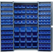 Armoire de rangement industrielle mondiale avec 136 bacs bleus, non assemblés, 417 lb Poids, 38 » L x 24 » P x 72"H