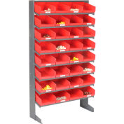 Global Industrial™ 8 Shelf Floor Pick Rack - 32 Red Plastic Shelf Bins 8 Inch Wide 33x12x61