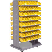 Global Industrial™ 16 Shelf Double-Sided Mobile Pick Rack - 128 Bacs jaunes en plastique 4"W