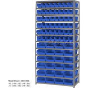 Global Industrial™ Steel Shelving - Total 76 4"H Plastic Shelf Bins Blue, 36x18x72-13 Shelves