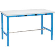 Global Industrial™ 48 x 30 Adaptable Height Workbench - Tablier de puissance, plastique carré bord bleu