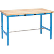 Global Industrial™ 48 x 36 Adaptable Height Workbench - Tablier de puissance, Maple Square Edge Blue