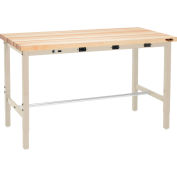 Global Industrial™ 60 x 24 Adaptable Height Workbench - Tablier de puissance, Maple Square Edge Tan
