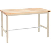 Global Industrial 96 x 36 Adjustable Height Workbench Square Tube Leg - Maple Square Edge Tan