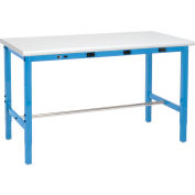 Global Industrial™ 48 x 30 Adaptable Height Workbench - Power Apron, ESD Safety Edge Blue