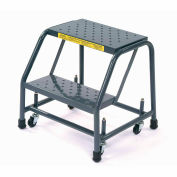 Perforated 16"W 2 Step Steel Rolling Ladder 10"D Top Step - 218P