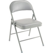 Interion® Folding Chair, Vinyl, Gray - Pkg Qty 4