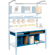 Global Industrial Lower Shelf Kit 72 x 25 with Removable Dividers for 72"W x 30"D Bench - Blue