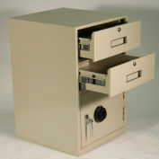Fenco Lowboy Pedestal Safe S-622R-I - 2 Drawers Thick Frame Right Hinged Door 19x19x27-7/8 Gray
