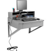 Global Industrial™ Wall Mount Shop Desk w/ Pigeonhole Riser, 34-1/2"W x 30"D, Gray
