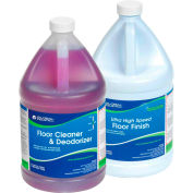 Global Industrial Floor Cleaning Kit, Floor Cleaner & Finish, 1 Gallon Bottles, 2/Case
