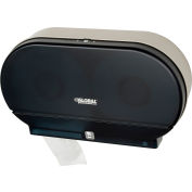 Global Industrial Plastic Twin Jumbo Roll Toilet Tissue Dispenser, Two 9" Rolls, Gray