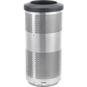 Global Industrial 20 Gallon Perforated Steel Receptacle with Flat Lid - Stainless