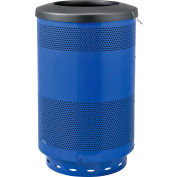 Global Industrial 55 Gallon Perforated Steel Receptacle w/ Flat Lid - Blue