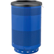 Global Industrial™ Perforated Steel Round Trash Can, 55 Gallon, Bleu