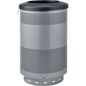 Global Industrial™ Perforated Steel Round Trash Can, 55 Gallon, Gray