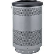 Global Industrial Perforated Steel Round Trash Can, 55 Gallon, Gray