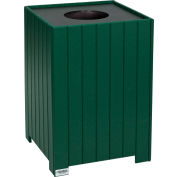 Global Industrial Recycled Plastic Square Trash Can With Liner, 32 Gallon, Green