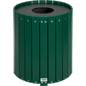 Global Industrial™ Recycled Plastic Round Trash Can With Liner, 32 Gallon, Green