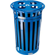 Global Industrial™ Outdoor Recycling Can W/Access Door & Multi-Stream Lid, 36 Gal., Blue