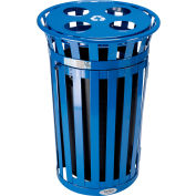 Global Industrial Outdoor Recycling Can W/Access Door & Multi-Stream Lid, 36 Gal., Blue