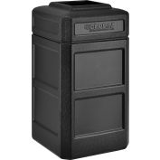Global Industrial Square Plastic Waste Receptacle With Flat Lid, 42 Gallon, Black